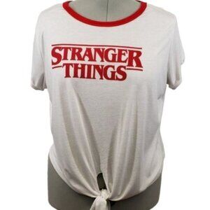 Stranger Things 3X Official Merch Tie Front Tee Retro Style  Netflix